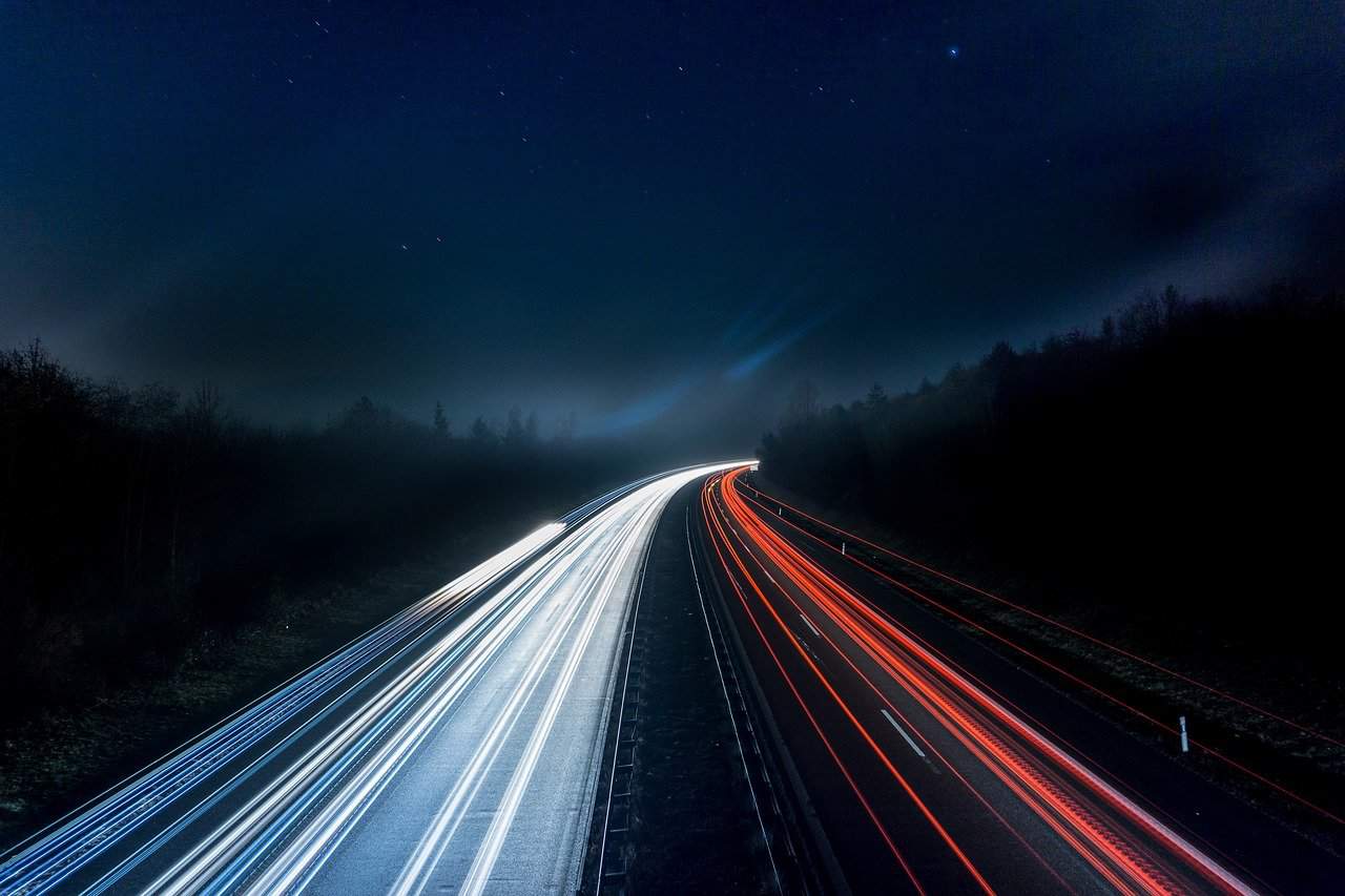 highway at night time lapse